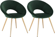 Set di 2 Sedie da Pranzo Poltrone in Velluto per Sala da Pranzo Soggiorno Moderna Sedia Con Schienale Braccioli Verde Scuro BH230dgn-2