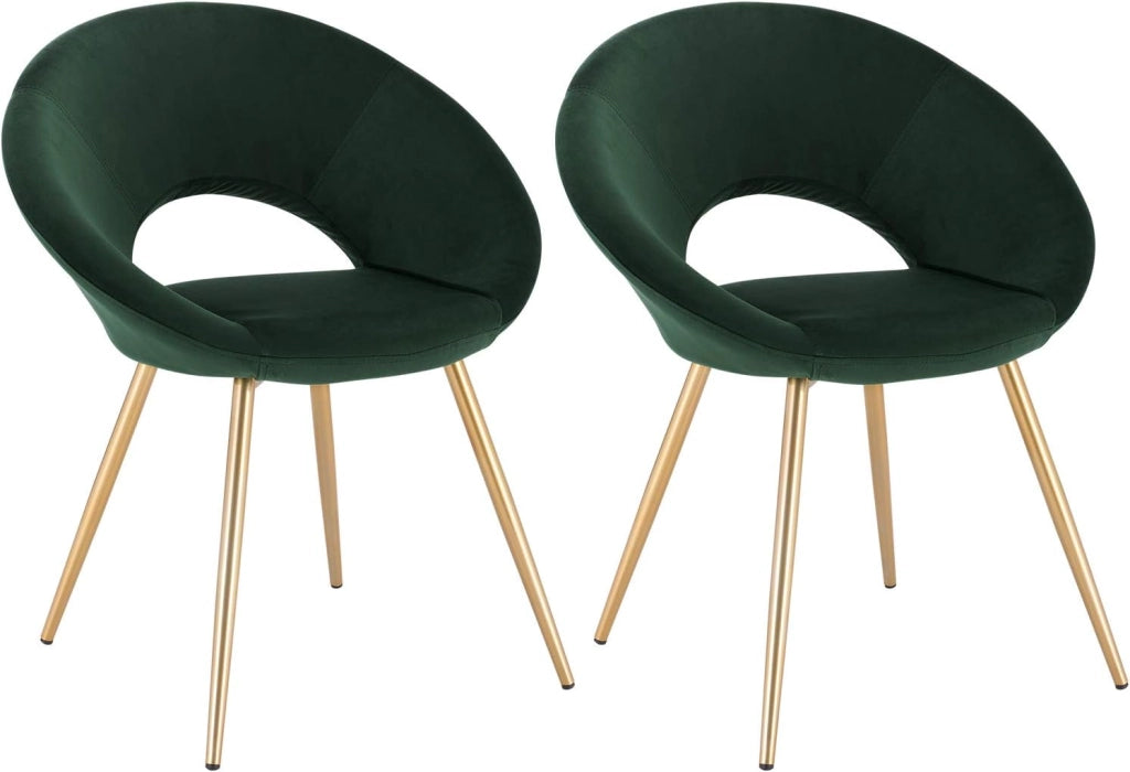 Set di 2 Sedie da Pranzo Poltrone in Velluto per Sala da Pranzo Soggiorno Moderna Sedia Con Schienale Braccioli Verde Scuro BH230dgn-2
