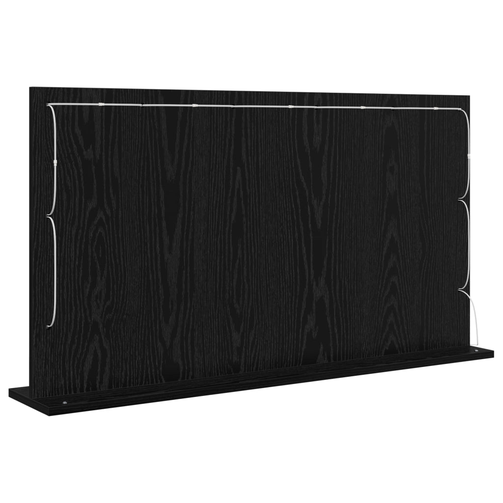 Specchio da toeletta con luci LED Nero Rovere 100x55x18 cm