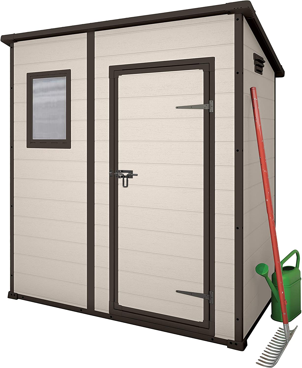 Casetta da Giardino Porta Attrezzi 183,5x111x200,5 cmin Resina Effetto Legno Keter Manor Pent 6x4 Beige