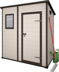 Casetta da Giardino Porta Attrezzi 183,5x111x200,5 cmin Resina Effetto Legno Keter Manor Pent 6x4 Beige