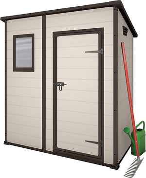 Casetta da Giardino Porta Attrezzi 183,5x111x200,5 cmin Resina Effetto Legno Keter Manor Pent 6x4 Beige