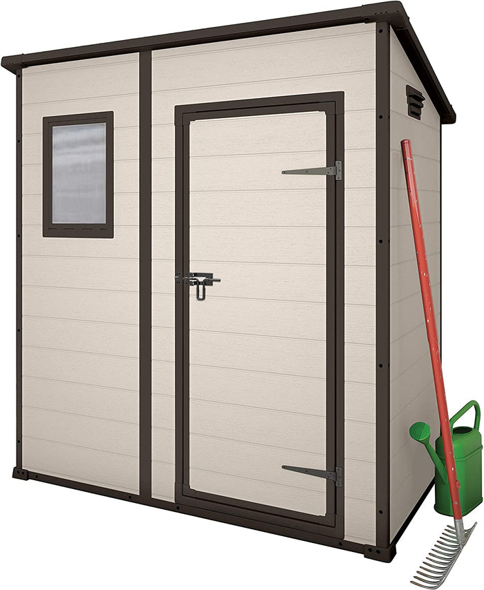 Casetta da Giardino Porta Attrezzi 183,5x111x200,5 cmin Resina Effetto Legno Keter Manor Pent 6x4 Beige