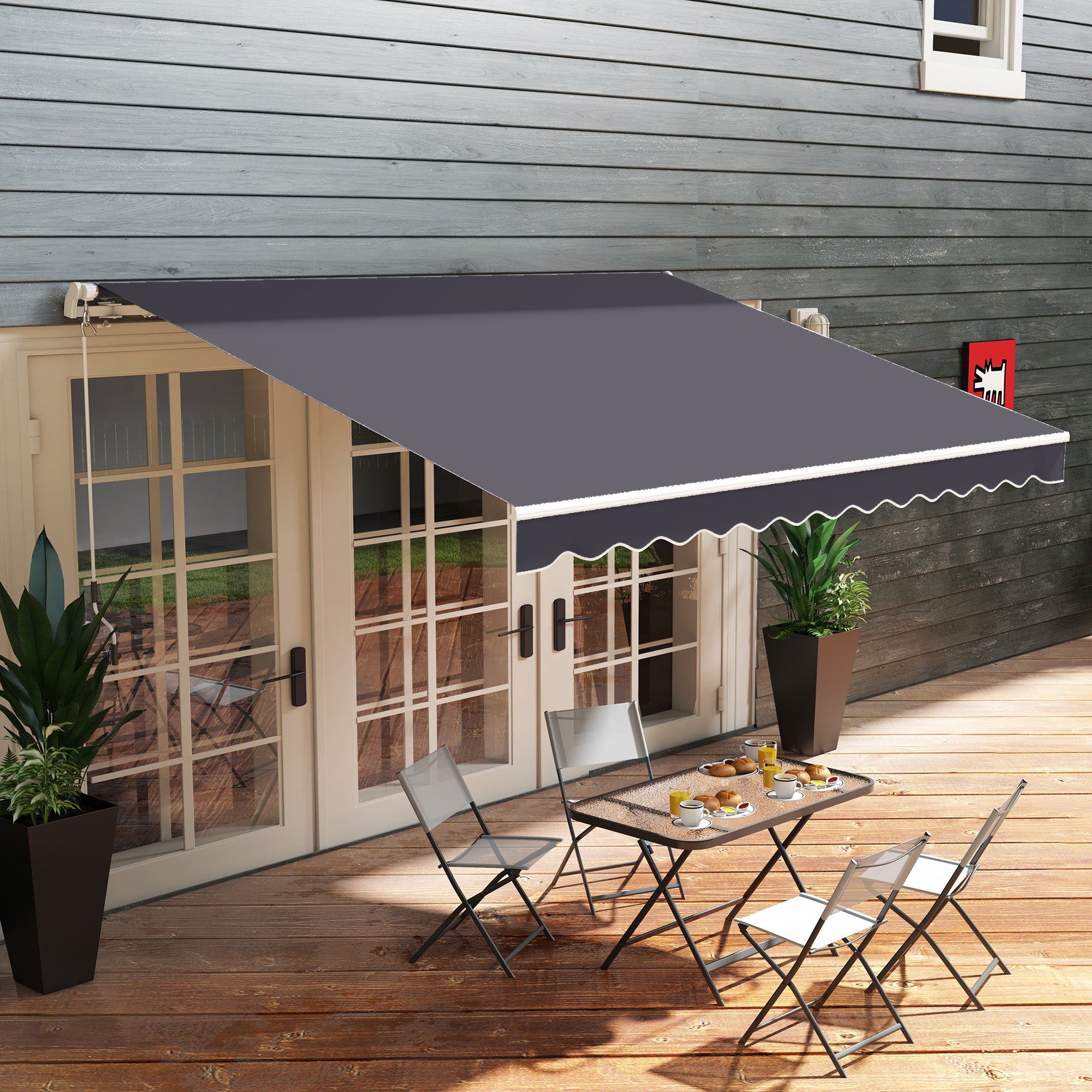 Telo di Ricambio per Tenda a Bracci Retrattile 347x290 cm  in Poliestere Anti UV Grigio