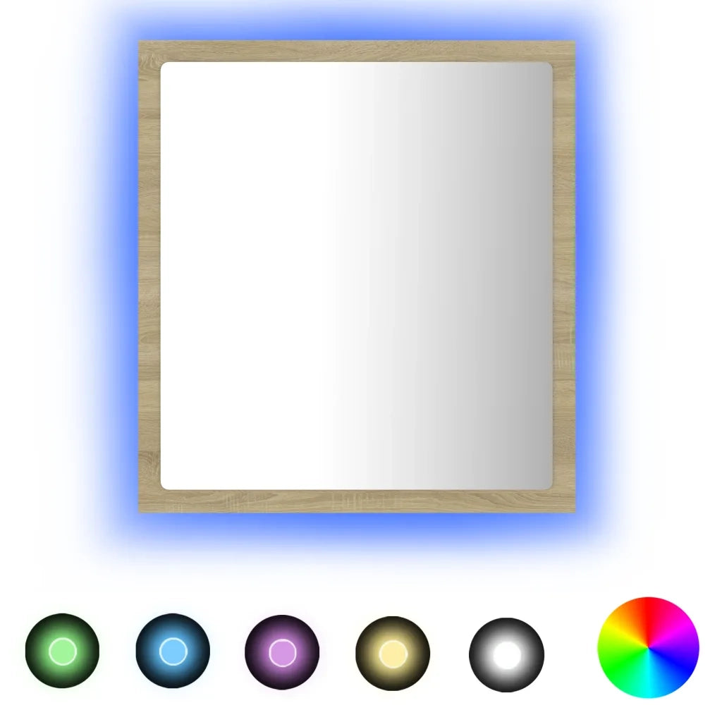 Specchio da Bagno LED-Specchio decorativo con LED Rovere Sonoma 40x8,5x37 cm in Acrilico