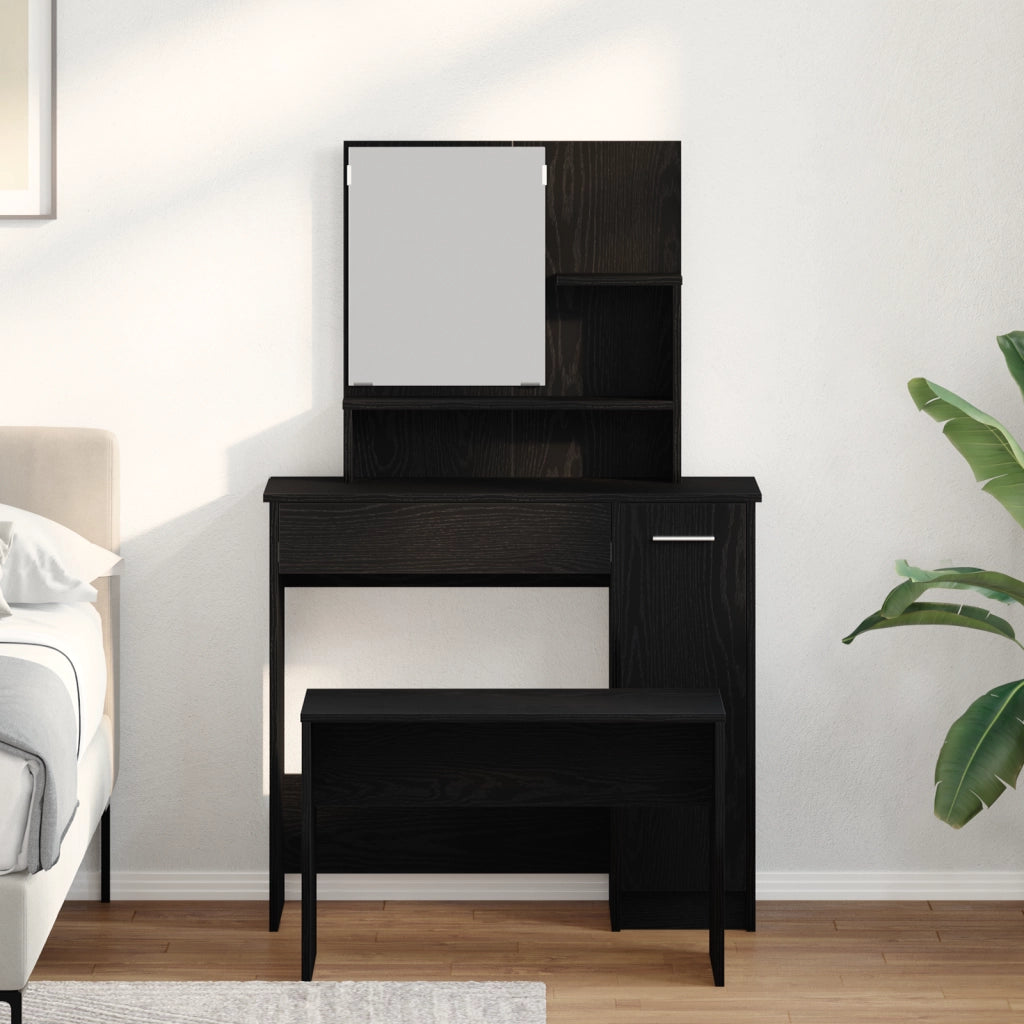 Set di Toeletta  Rovere Nero Legno Ingegnerizzato