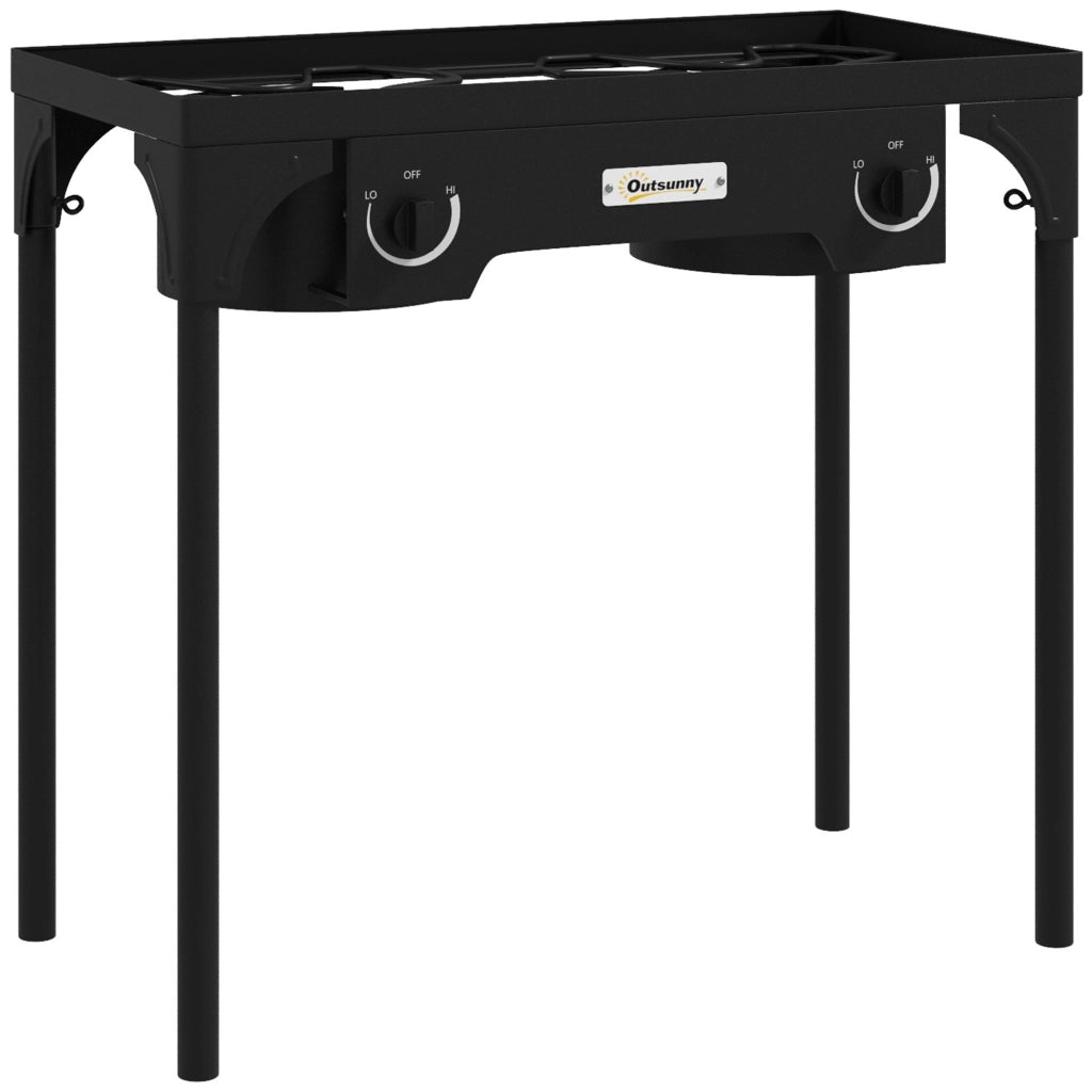 Fornello a Gas da Campeggio 2 Bruciatori ¨C zephmum ¨C 9.2 KW Nero Metallo