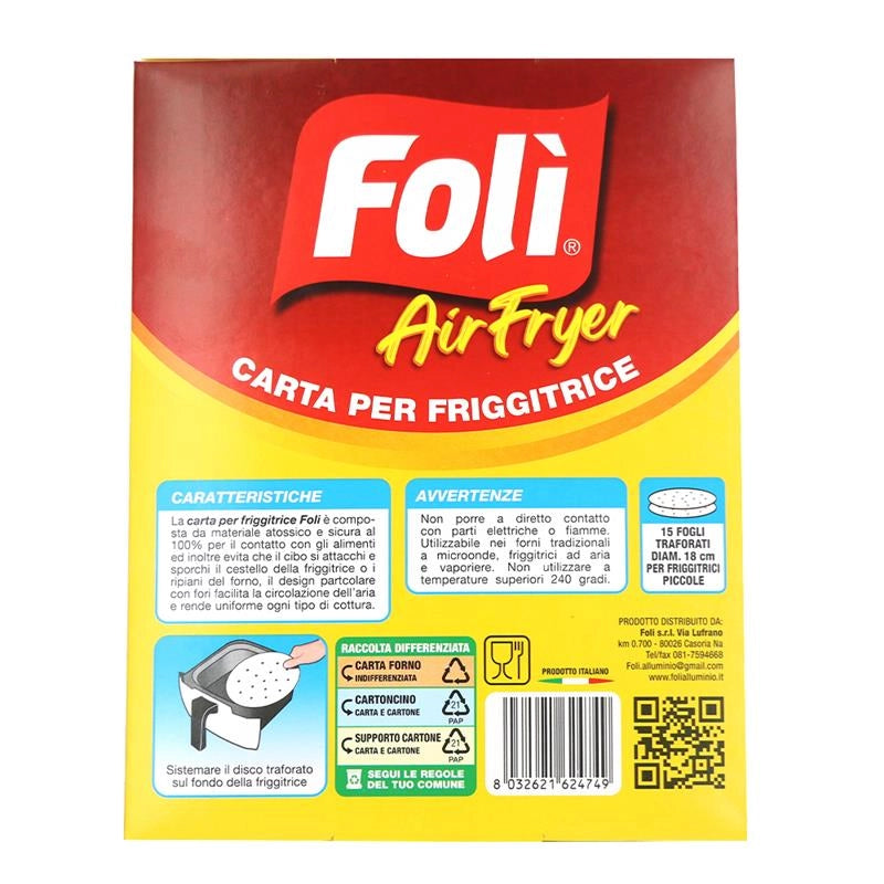 FOLI  CARTA DA FORNO PER FRIGGITRICE AD ARIA ROTONDI D18CM
