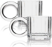 Set di Tazze in Vetro per Caffè da 2 pezzi con Maniglia, con Strisce Verticali, Capacità 8.4 oz, Tazze Demitasse per Cappuccino e Latte