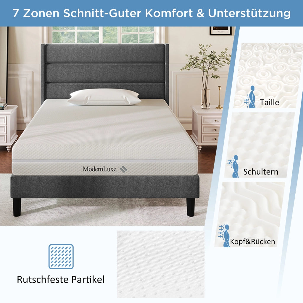 Materasso in schiuma comfort 7 zone bianco 90x200 cm
