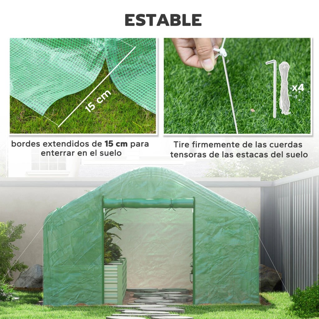 Serra Tunnel 4x3x2 m ¨C zephmum ¨C Verde con 2 Finestre e 1 Porta a Cerniera