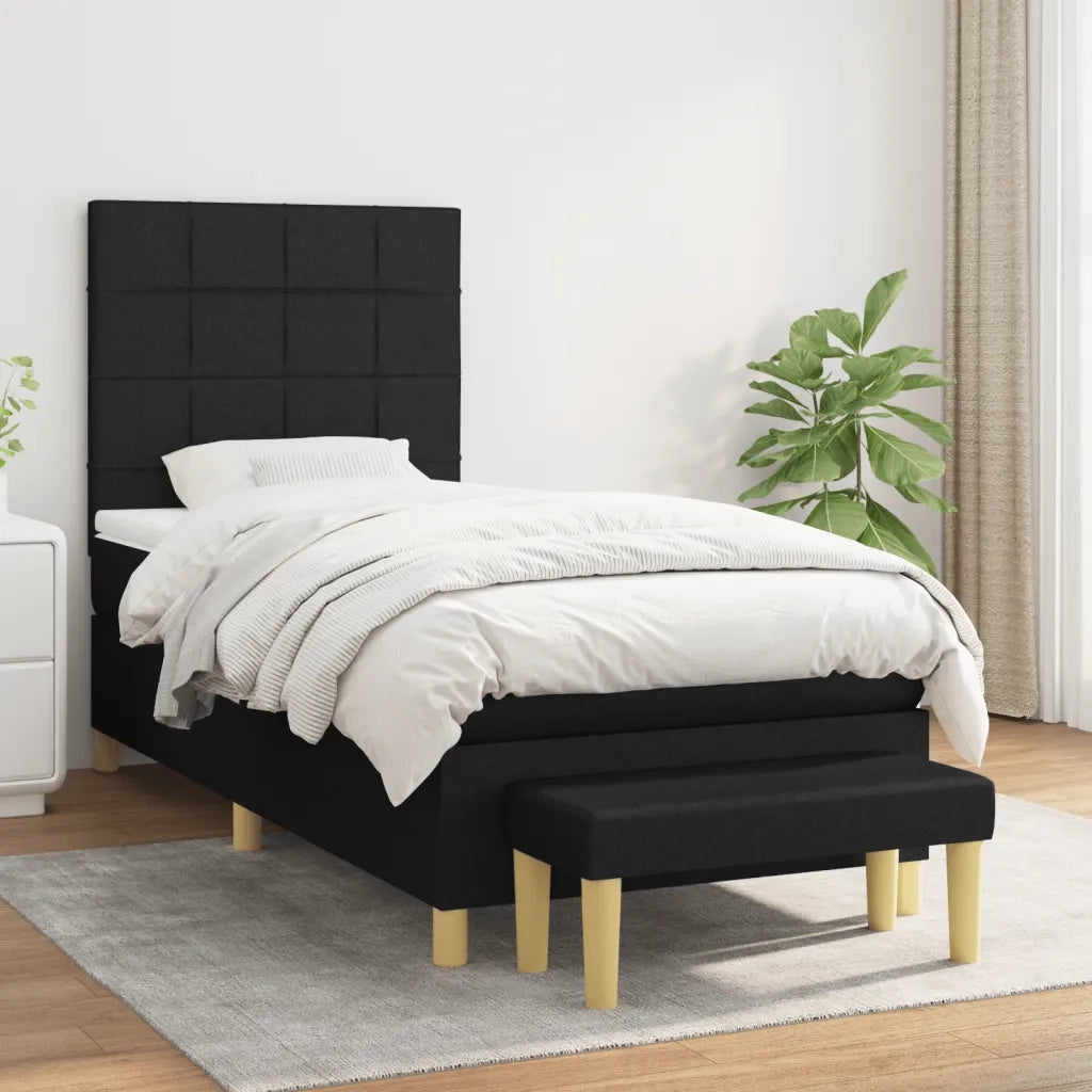 Giroletto a Molle con Materasso-Struttura Letto Nero 80x200 cm inTessuto 568130