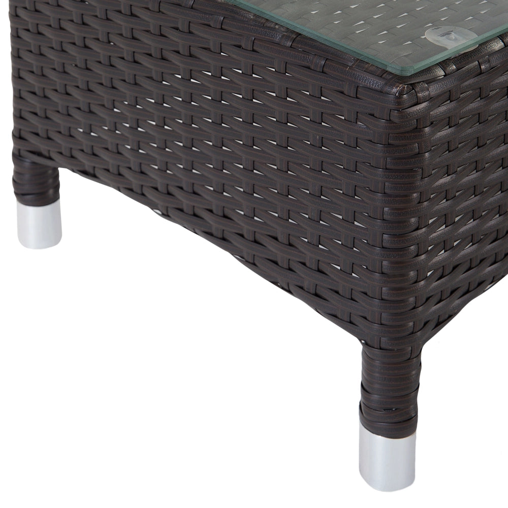 Lettino da giardino in vimini rattan bianco e marrone con cuscini Tavolino da caffè resistente agli agenti atmosferici