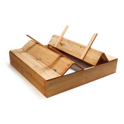 Sabbiera in legno 98x98x18 cm con coperchio ribaltabile e panchine Sabbionaia