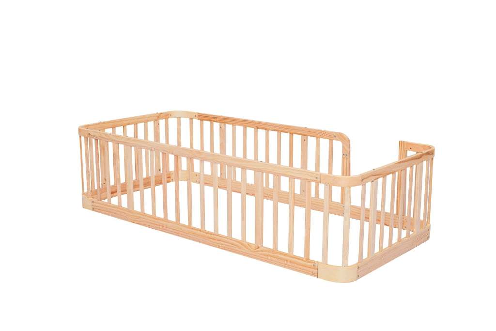 Recinto modulare per bambini 90×200 cm con struttura componibile e bordi arrotondati; legno ingegnerizzato; naturale