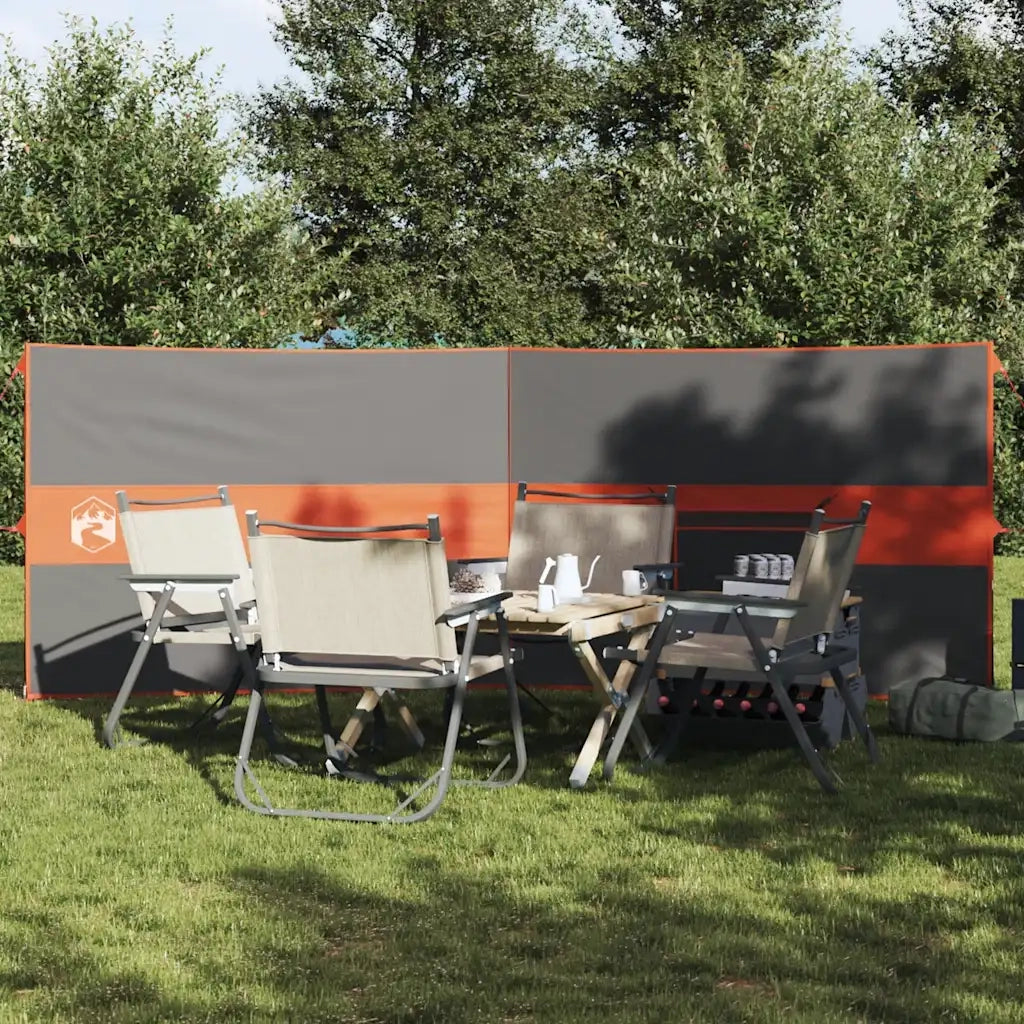 Frangivento Campeggio Grigio Arancione 344x120 cm Impermeabile 4009653