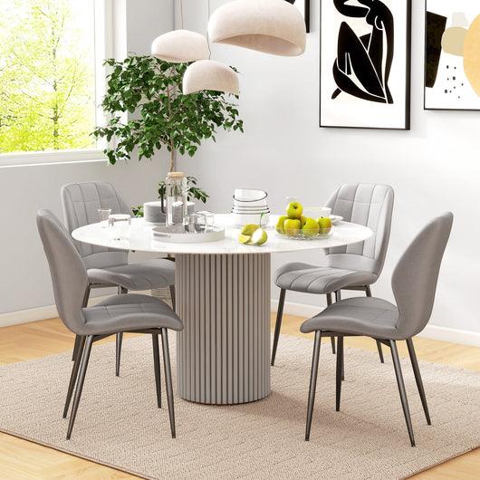 Set di 4 Sedie da Pranzo Moderne per Cucina e Soggiorno 47x57x85 cm Rivestimento in Flanella Grigio