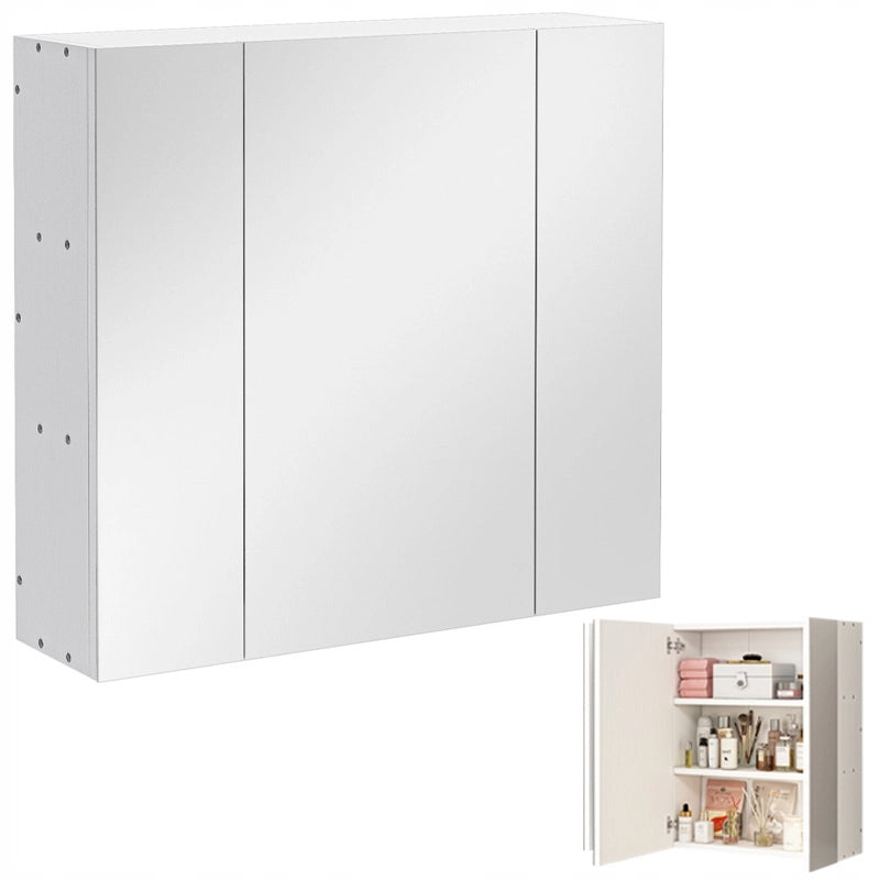 Mobiletto da bagno a parete con specchio a tre ante, stile loft moderno