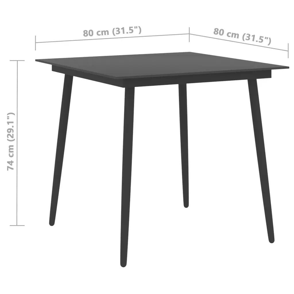 Set da Pranzo da Giardino 3 pz in Rattan PVC Nero 3060112