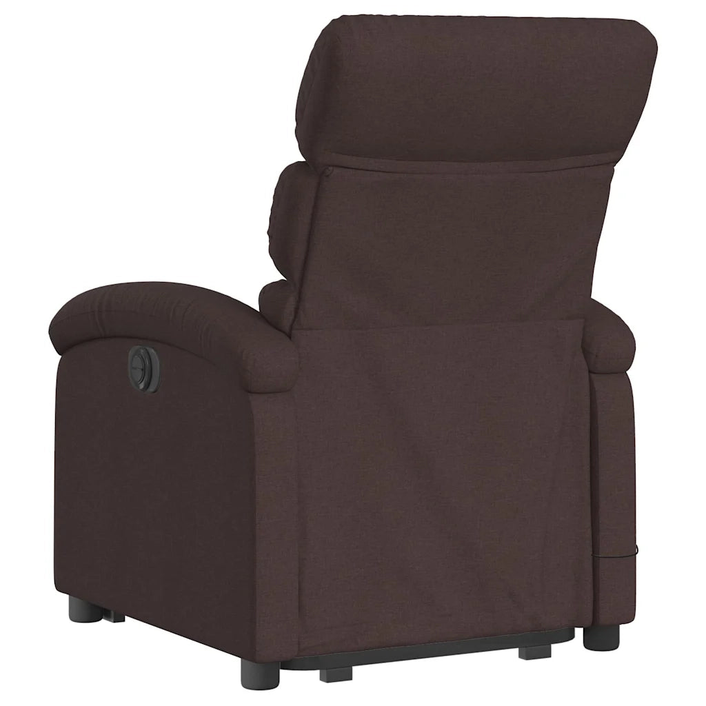 Poltrona | Sedia Relax Alzapersona Massaggi Reclinabile Marrone Scuro Tessuto