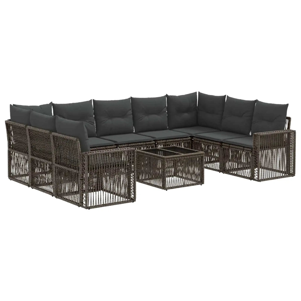 Set Divano da Giardino 10 pcs Grigio e Grigio Scuro polyrattan