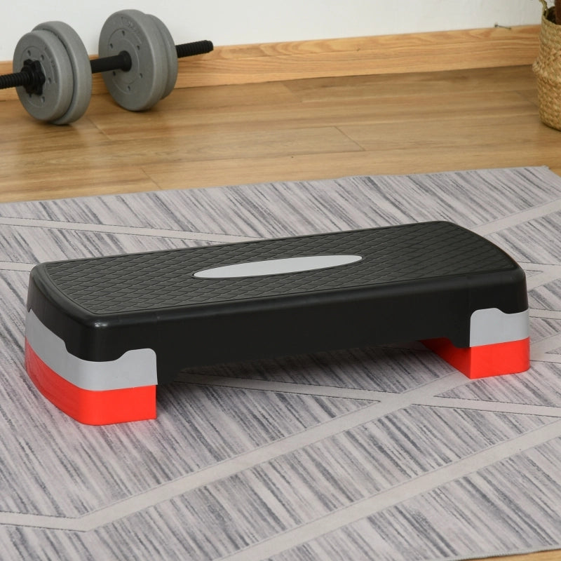 Stepper aerobico, altezza regolabile su 2 livelli, 68 x 28 x 15 cm, nero+grigio+rosso