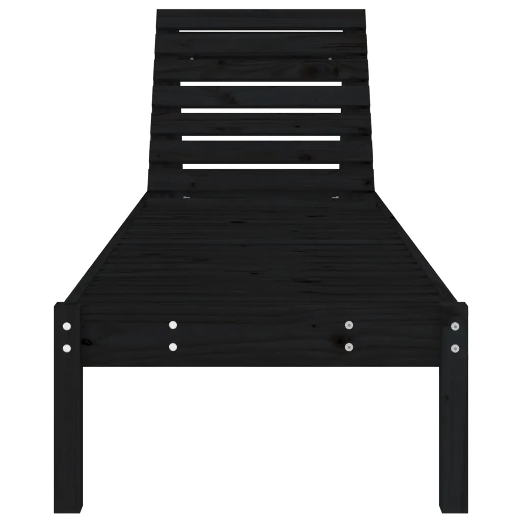 Lettini Prendisole 2pz Neri 199,5x60x74 cm Legno Massello Pino 825074
