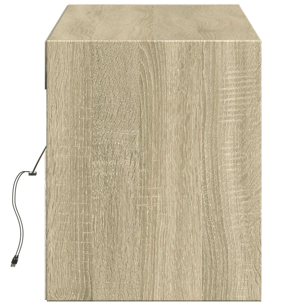 Mobile TV a Parete con Luci LED Rovere Sonoma 140x31x38 cm