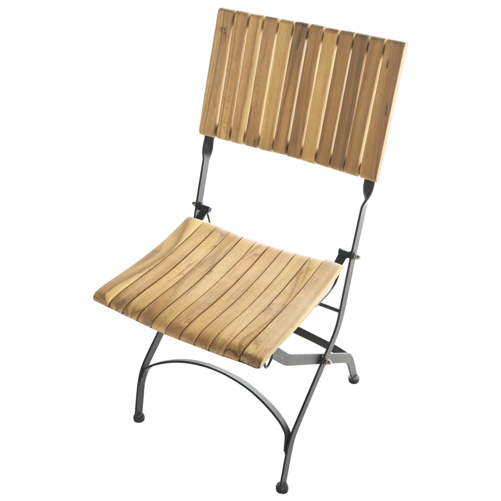 Set da pranzo da giardino per esterni con 4 sedie e tavolo in legno di acacia, struttura pieghevole in acciaio, legno di acacia marrone chiaro