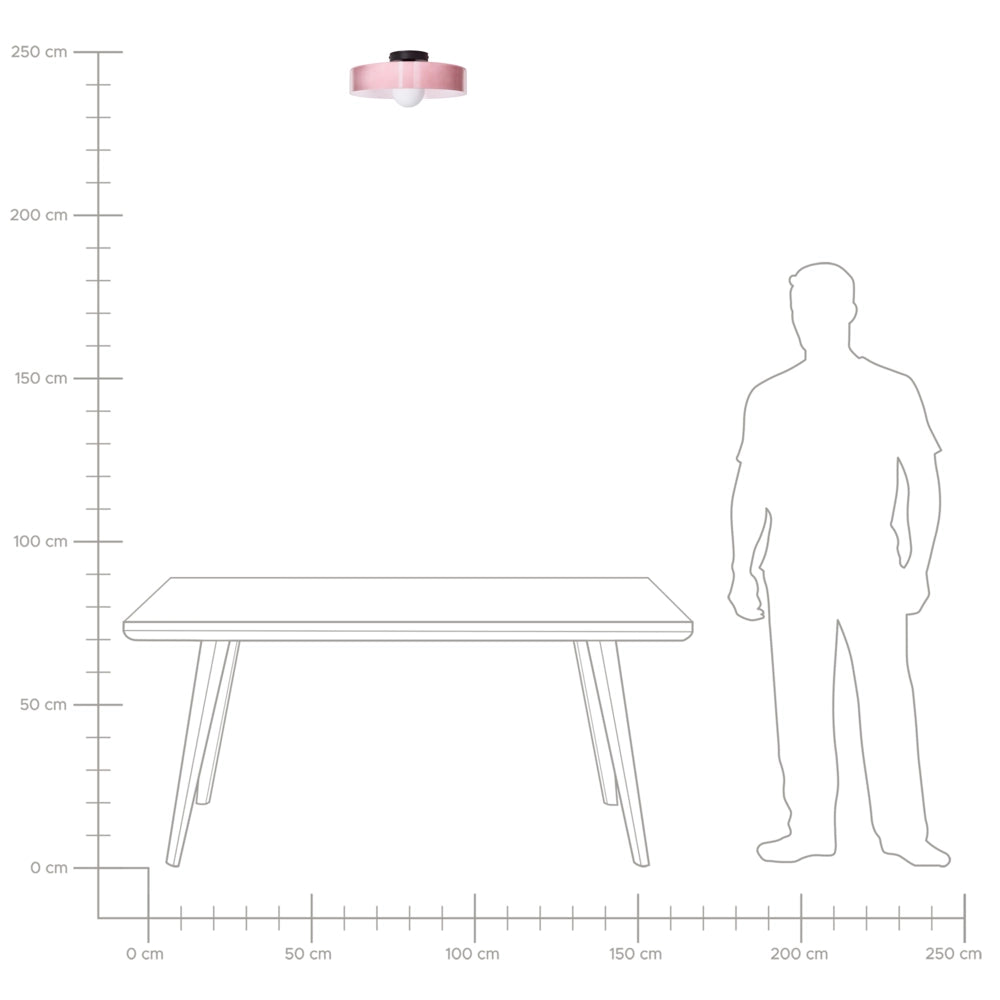 Lampada da soffitto con paralume in vetro rosa, modello a incasso, ideale per soffitti bassi
