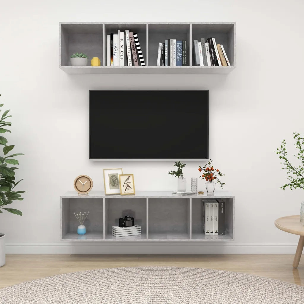 Mobile TV a Parete 2 pz Grigio Cemento in Truciolato cod mxl 20818