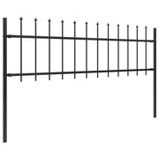 Recinzione da Giardino | Recinzione da cortile con Punta a Lancia in Acciaio 359x60 cm Nero