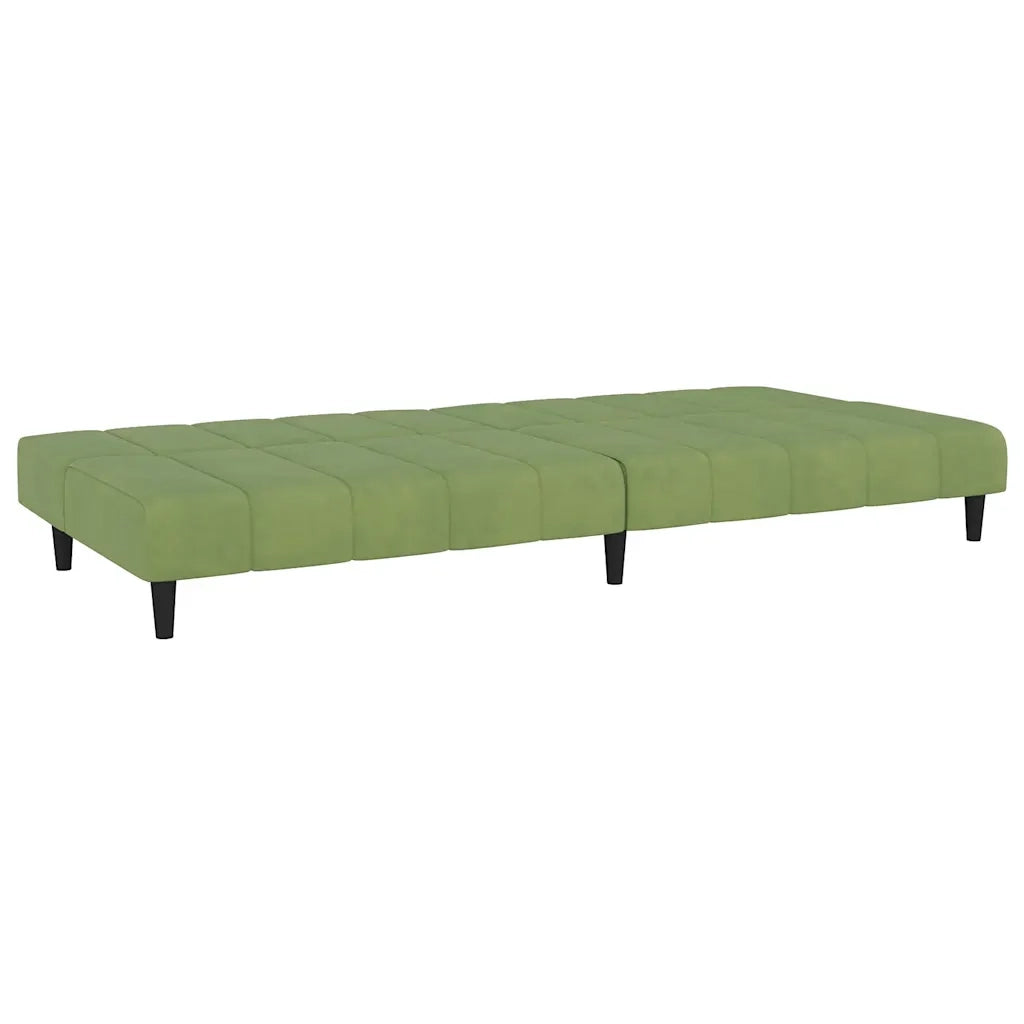 Divano Letto a 2 Posti Verde Chiaro in Velluto 375766
