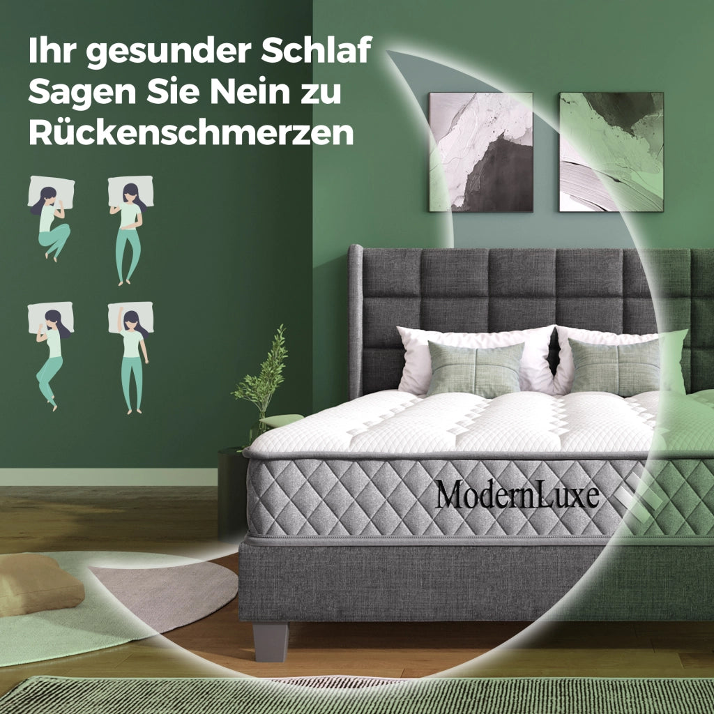 LETTO Contenitore 90x200 cm Beige con materasso incluso, LED e testiera L
