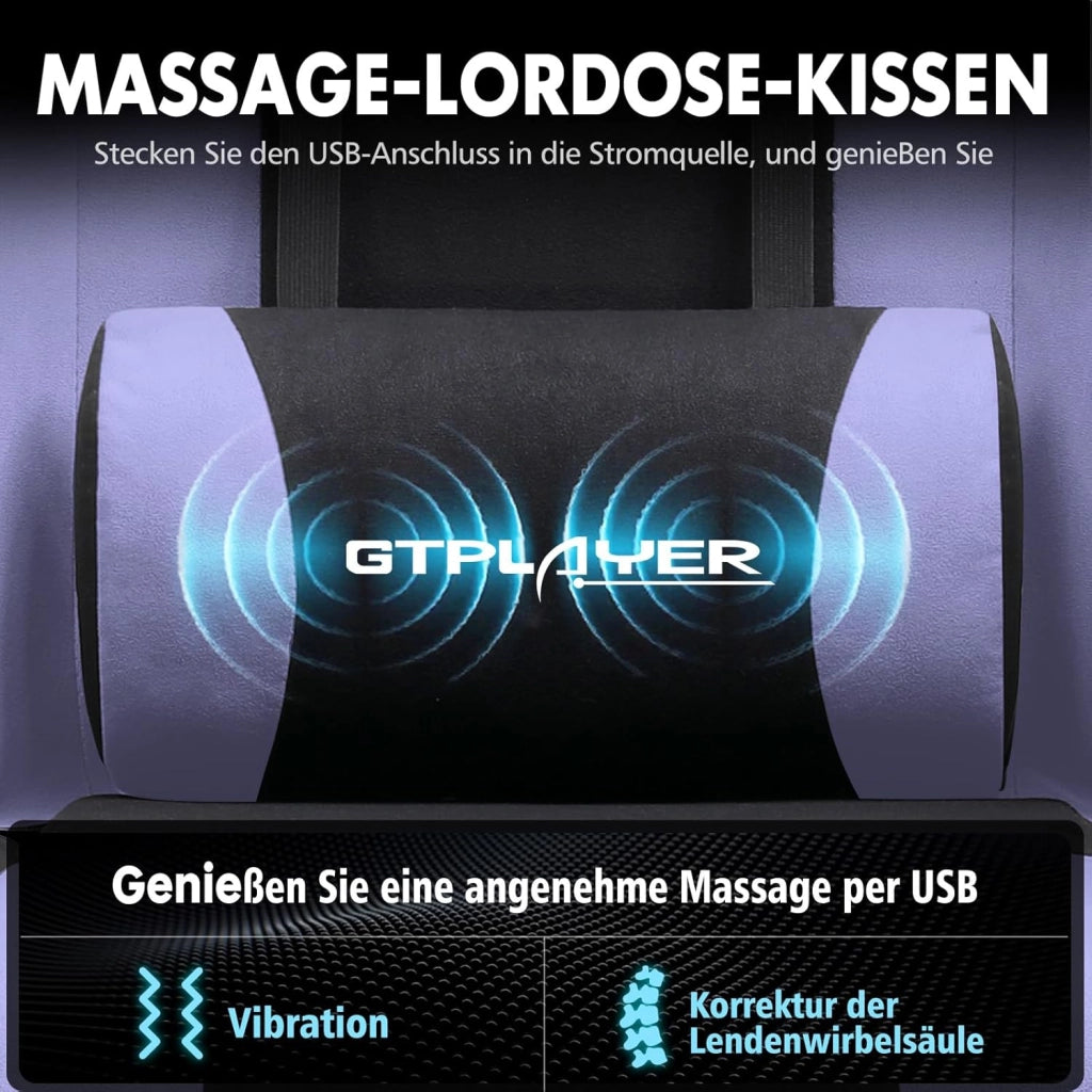 Sedia da gioco, sedia da ufficio, sedia ergonomica, sedia da gioco, con supporto per massaggi, sedie task con poggiapiedi e poggiatesta, tessuto viola