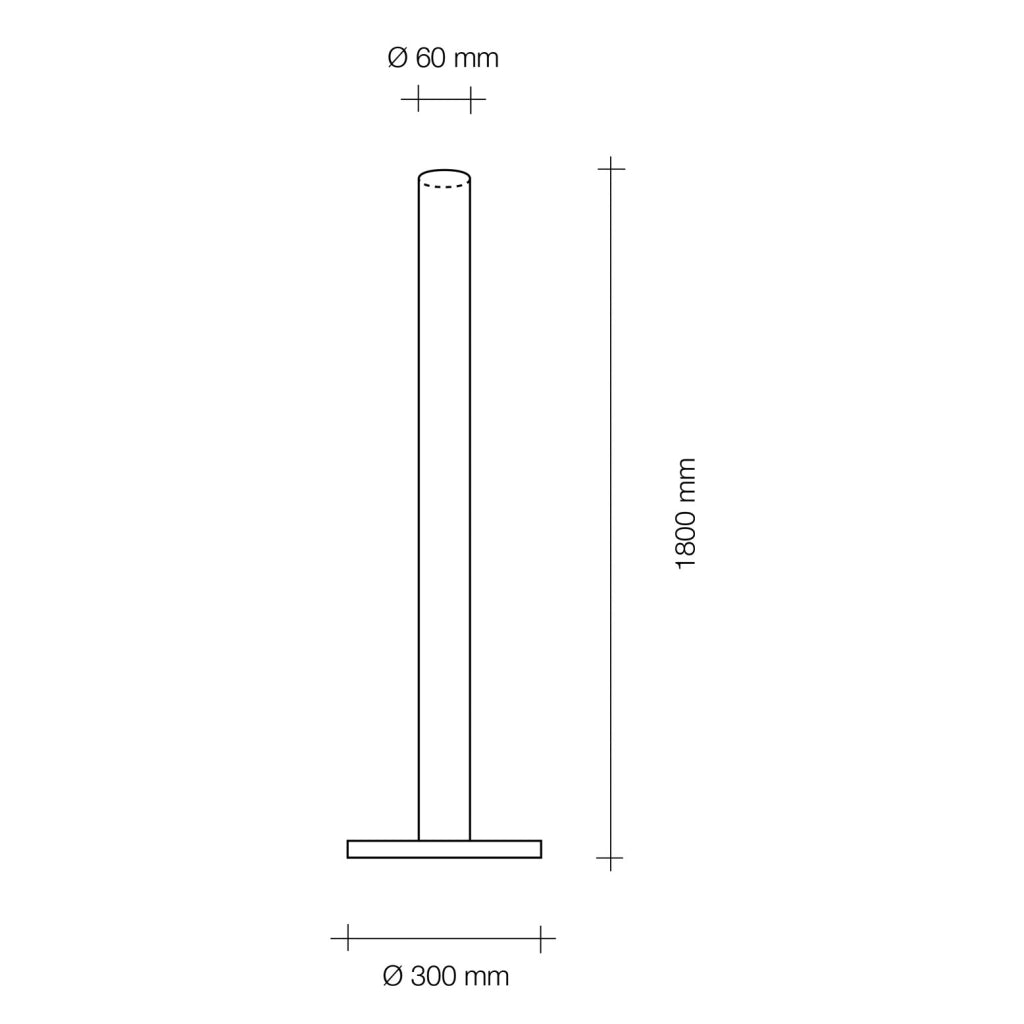 PIRGOS Piantana a LED tubo cilindrio in alluminio altezza 200 cm DIMMERABILE 3000k 4000lm 38,4w