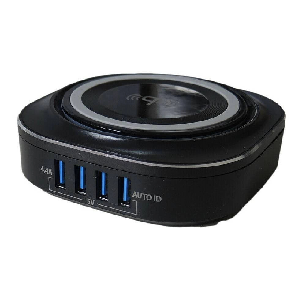 Trade Shop - Caricatore Wireless Qi Stazione Di Ricarica 24w 4 Porte Usb 5v 4.4a 24w Fo528 -