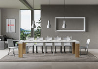 Consolle Allungabile 90-300x40x77 cm in Nobilitato Bianco e Marrone