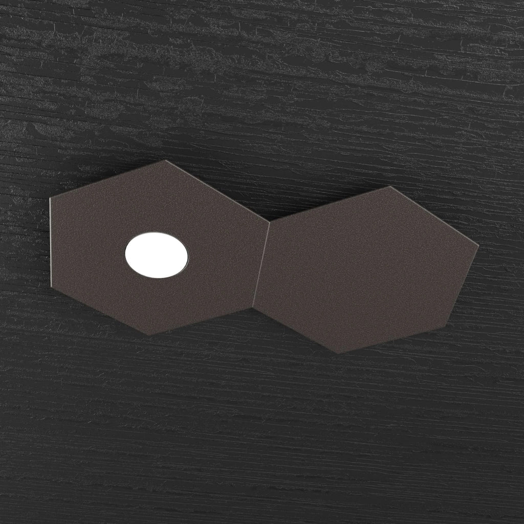 HEXAGON APPLIQUE-PLAFONIERA 1 LUCE + 1 DECORATIVO MARRONE 1142-1L1D-MA