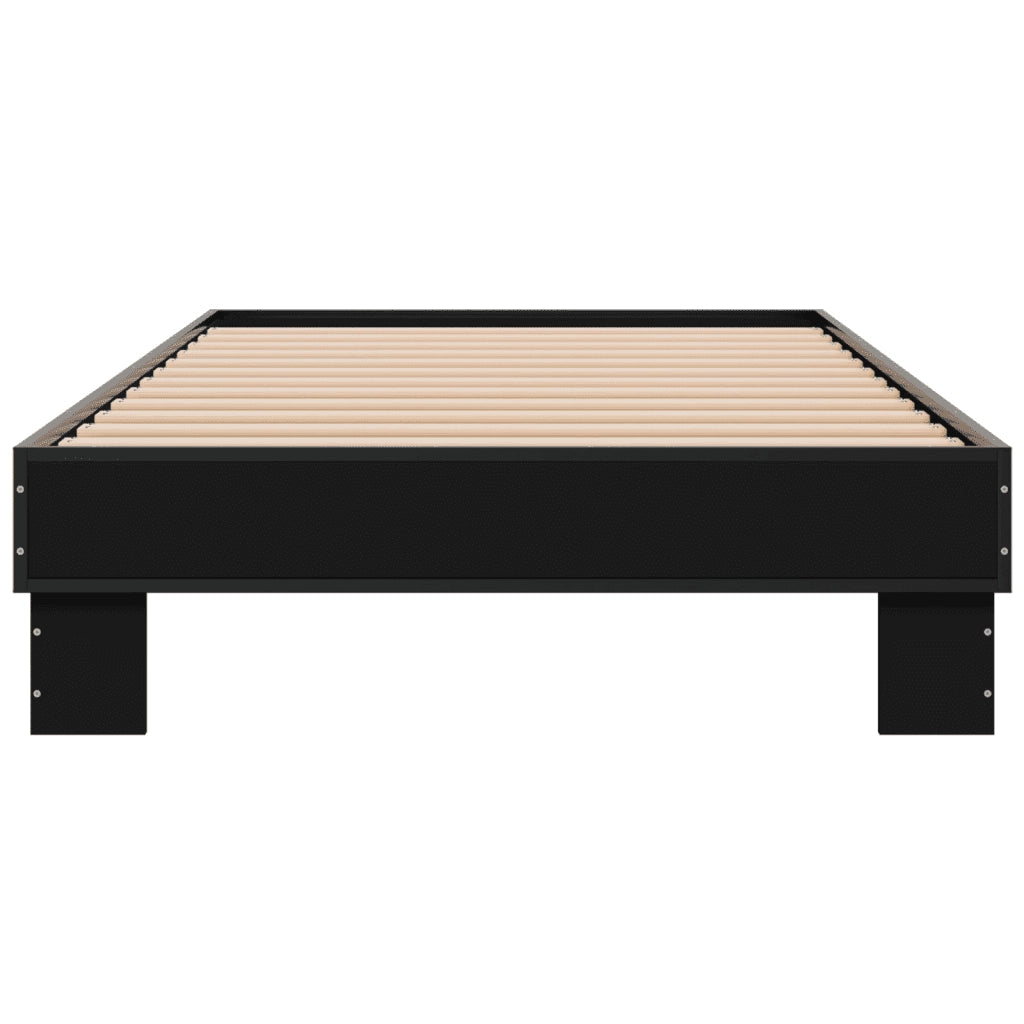 Giroletto Nero 90x200 cm in Legno Multistrato e Metallo 845872