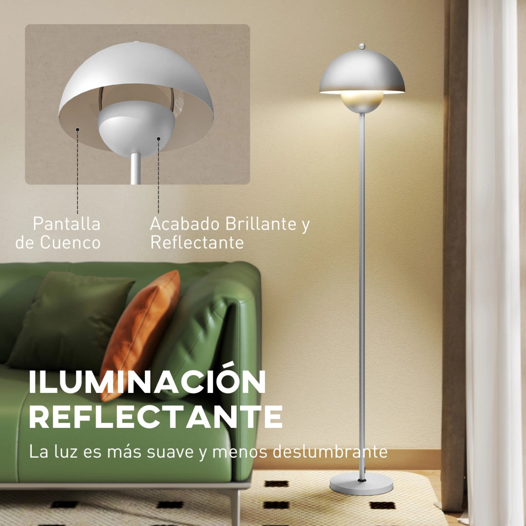 Lampada da terra moderna ¨C Xylo ¨C ?30x155 cm argento con paralume a ciotola