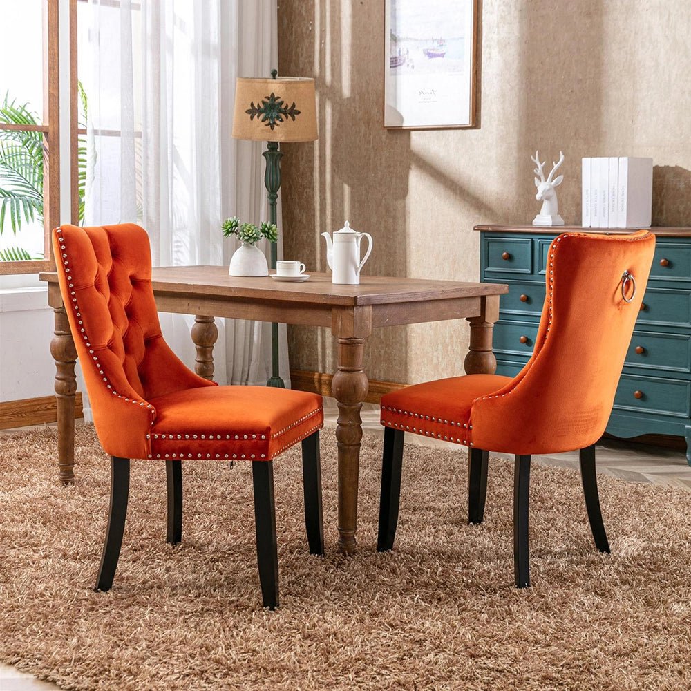 Set 2 sedie Nikki - Xylo - velluto arancione gambe legno