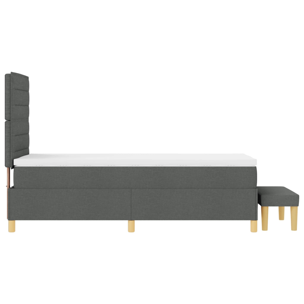 Letto Box Spring e Panchina Grigio Scuro 100x200 cm Tessuto