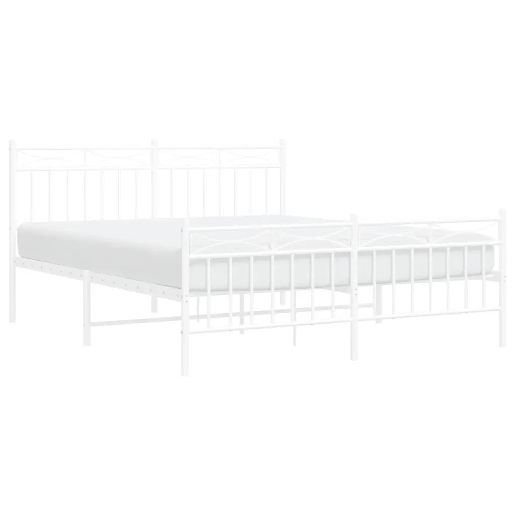 Giroletto con Testiera e Pediera Metallo Bianco 150x200 cm 373760