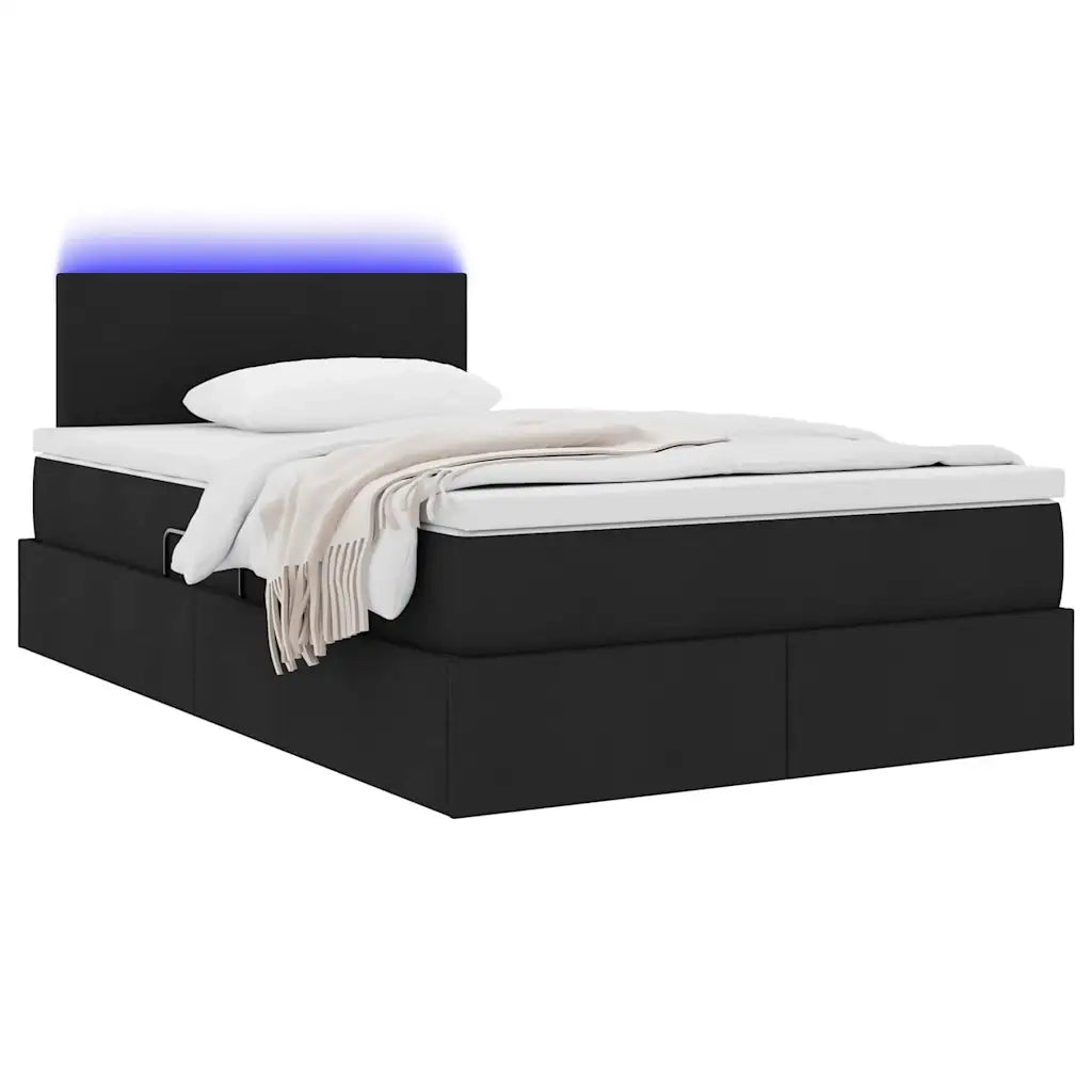 Letto con contenitore LED e materasso Nero 120 x 200 cm Tessuto