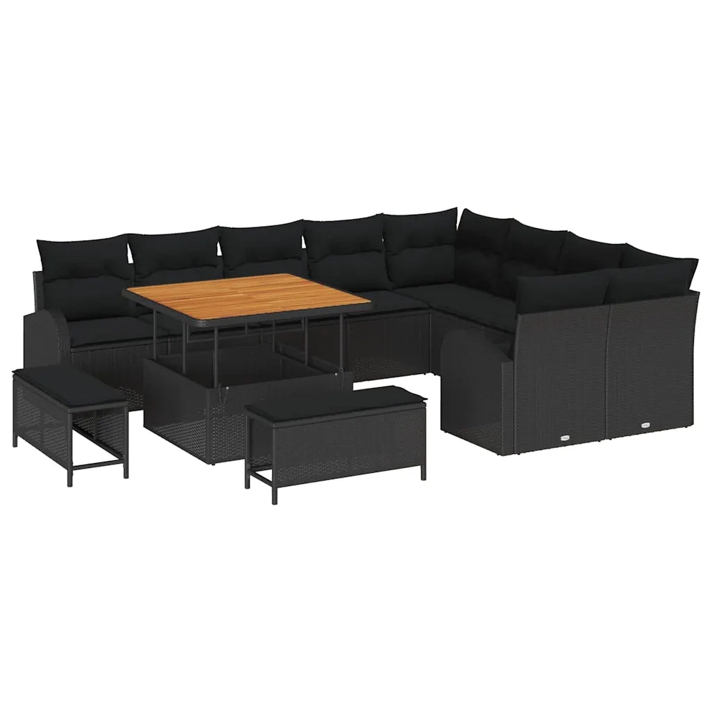 Set Divano da Giardino con cuscino 12 pcs Nero 3364374