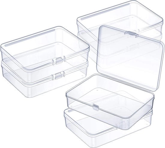 6 miniastucci trasparenti in plastica per contenere piccoli oggetti, perle, gioielli, biglietti da visita, giocattoli, artigianato (11,45 x 8,3 x 3,18 pollici)