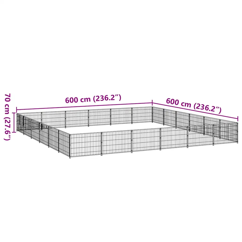 Gabbia per Cani Nera 36 mÂ² in Acciaio cod mxl 49084
