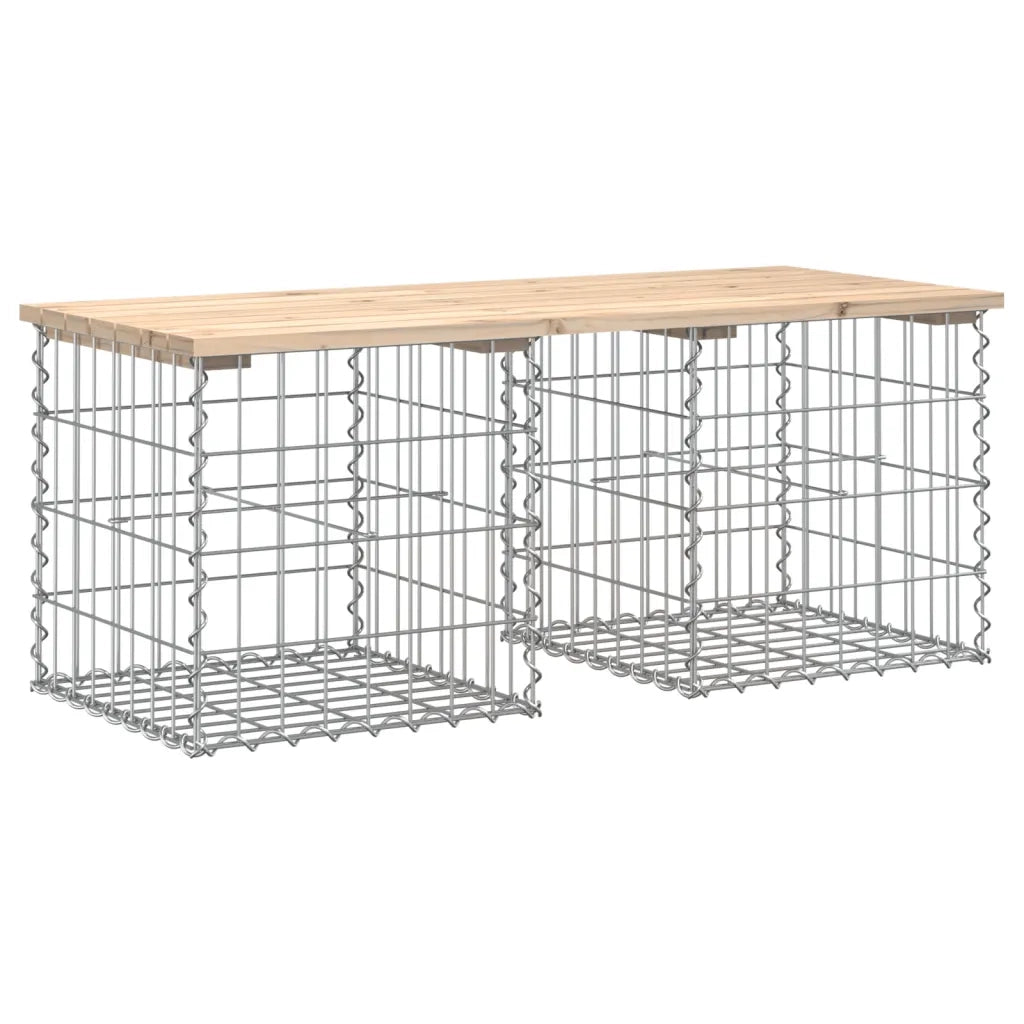 Panchina Giardino | Panca da Giardino Design Gabbione 103x44x42 cm Legno Massello Pino