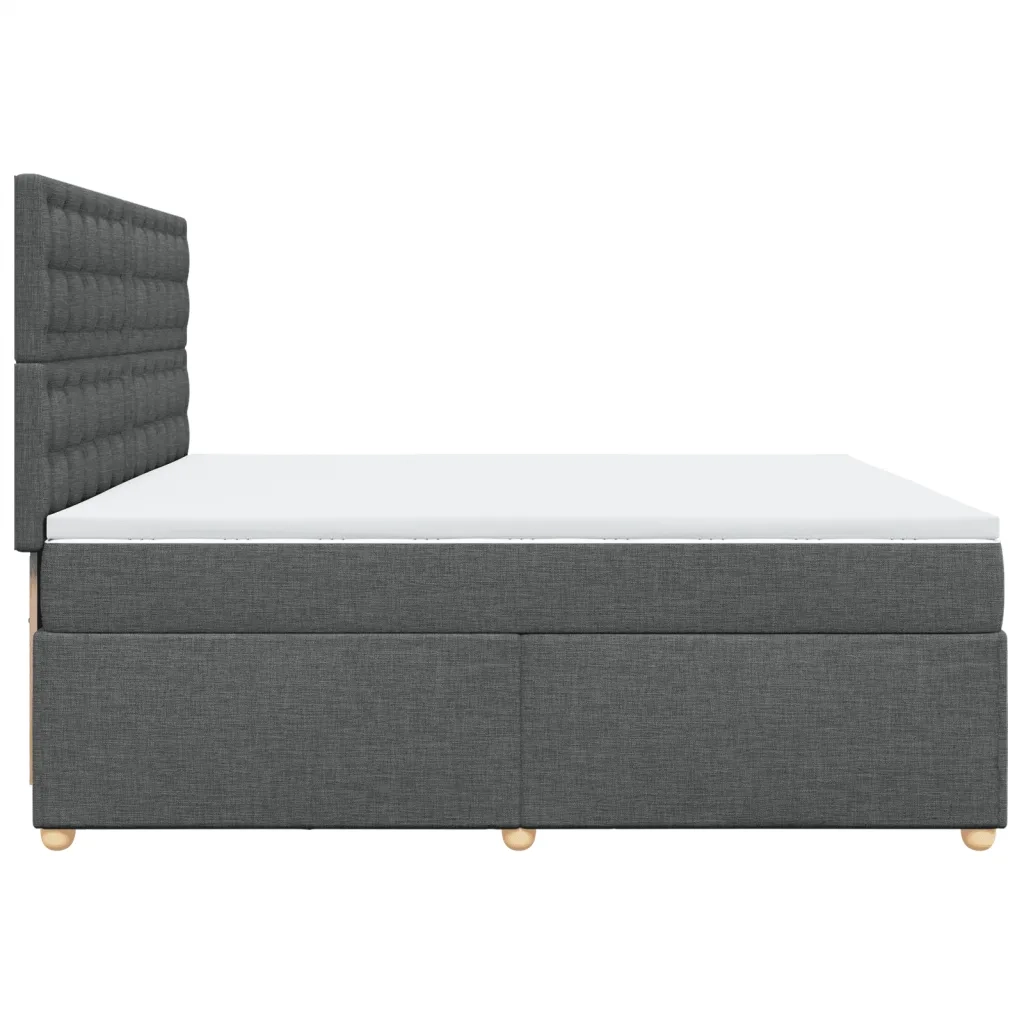 Giroletto a Molle con Materasso Grigio Scuro 200x200 cm Tessuto